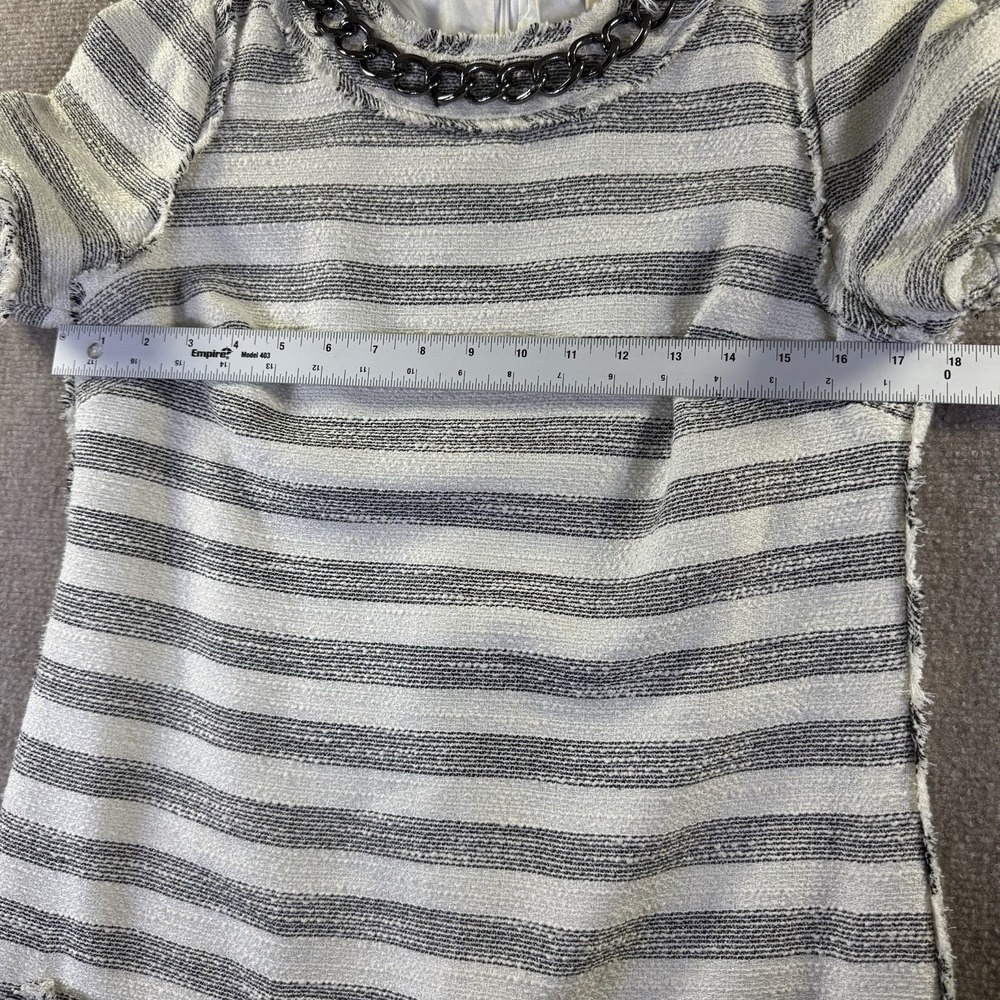 MICHAEL Michael Kors Striped Tweed Metal Chain Neck Shift Dress Size 6 - Picture 10 of 11